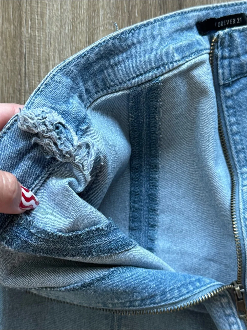 Forever 21 Blue Denim Front-Zip Mini Skirt